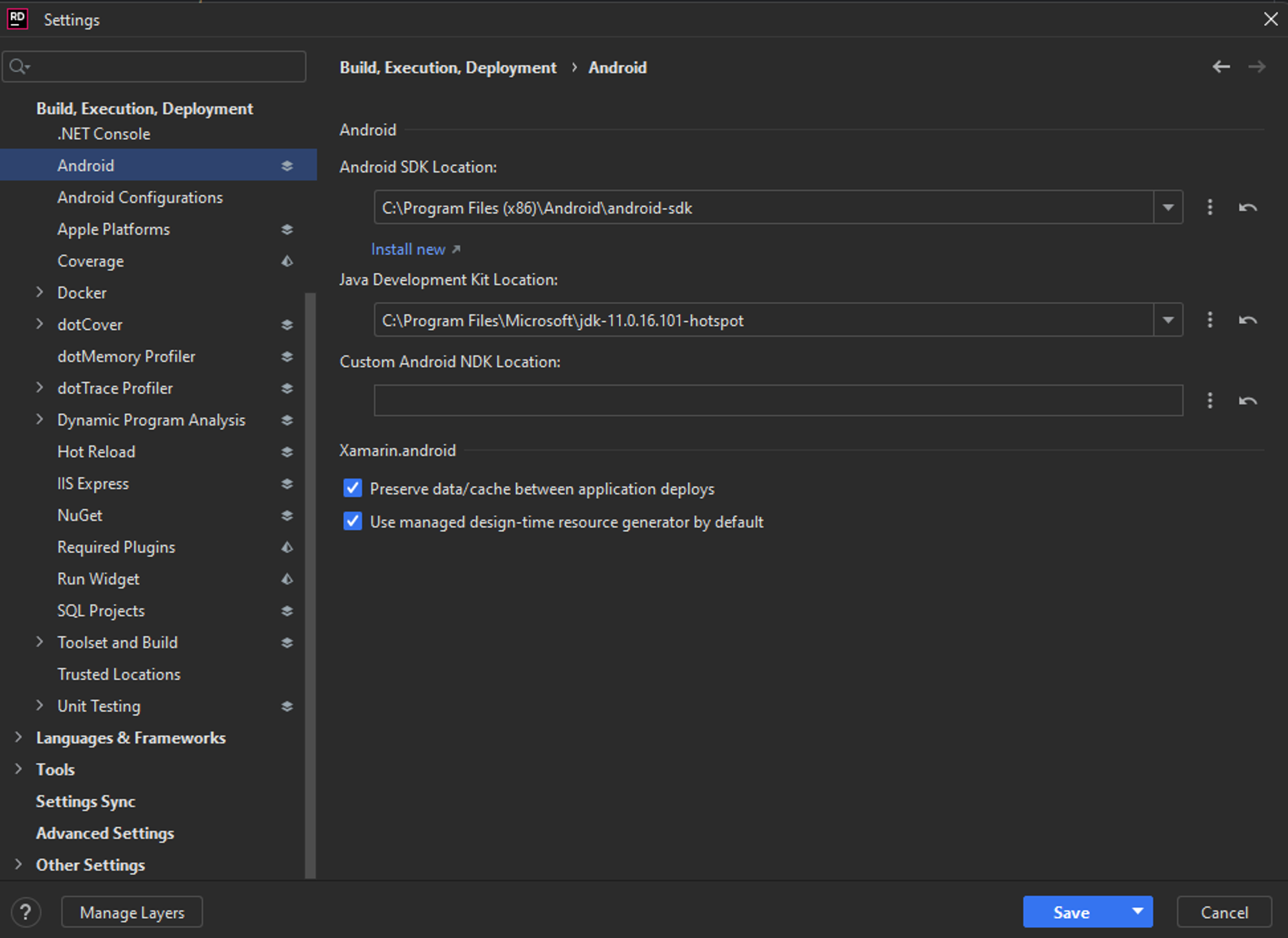 android sdk settings